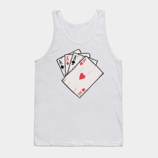 Traditional Tattoo Four Aces Playing Card Game Tank Top