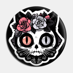 Dia de Los Muertos Undead Cat Pin