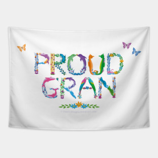Proud Gran - Tropical wordart Tapestry