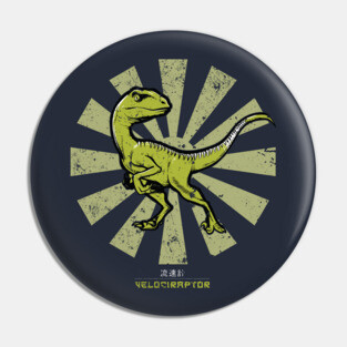 Velociraptor Retro Japanese Pin