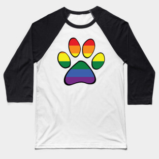 Gay Pride Paw Baseball T-Shirt
