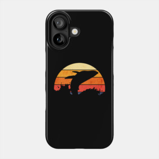 Retro Sunset Humpback Whale Breaching Phone Case