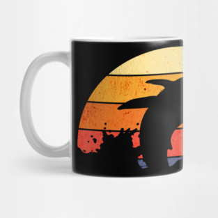 Retro Sunset Humpback Whale Breaching Mug