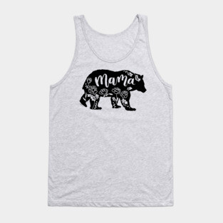 Floral Mama Bear with Peonies Peony Flowers Tank Top