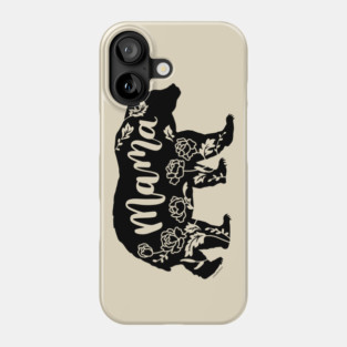 Floral Mama Bear with Peonies Peony Flowers Phone Case