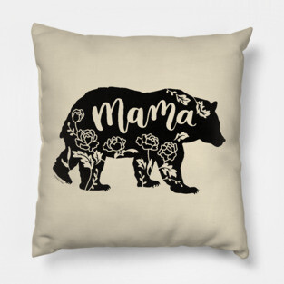 Floral Mama Bear with Peonies Peony Flowers Pillow