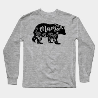 Floral Mama Bear with Peonies Peony Flowers Long Sleeve T-Shirt