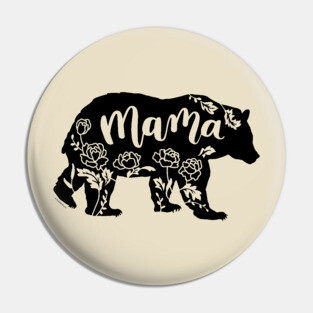 Floral Mama Bear with Peonies Peony Flowers Pin