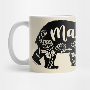 Floral Mama Bear with Peonies Peony Flowers Mug