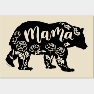 Floral Mama Bear with Peonies Peony Flowers Posters and Art
