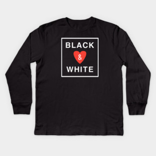 Black and White Kids Long Sleeve T-Shirt