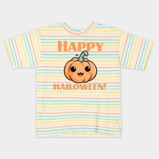 Happy Halloween Smiling Orange Pumpkin Kids T-Shirt