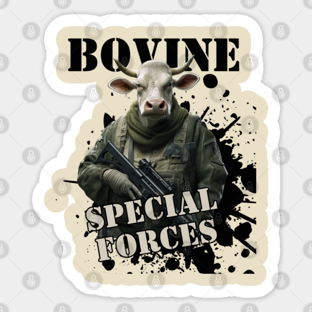 Bovine Special Forces - Sarge Sticker by WarFX Designs