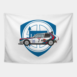 Lancia Delta Rally Martini Racing Illustration Tapestry
