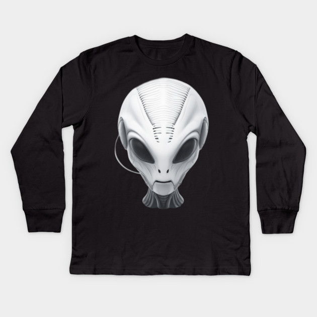 Alien Head Kids Long Sleeve T-Shirt by Pixel Threads 
