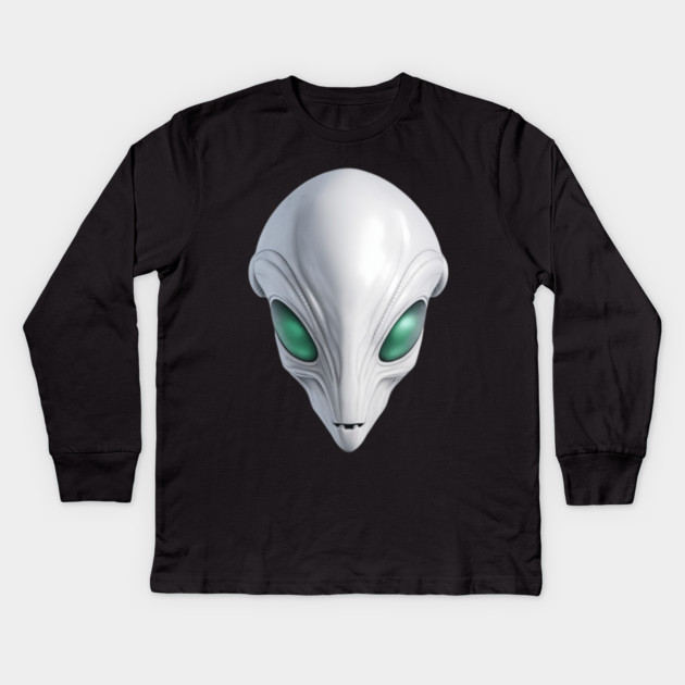 Alien Head Kids Long Sleeve T-Shirt by Pixel Threads 