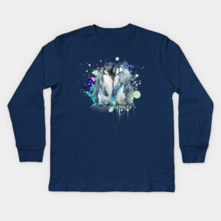 Watercolor Penguins Kids Long Sleeve T-Shirt