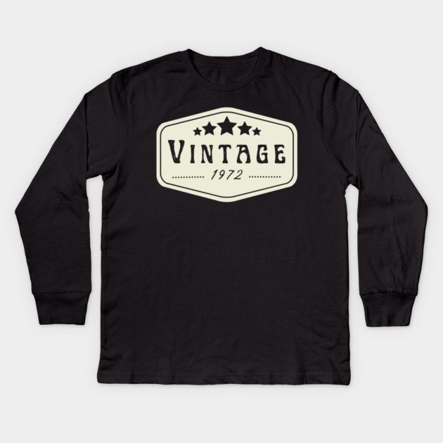 Vintage 1972 Kids Long Sleeve T-Shirt by Pixel Threads 
