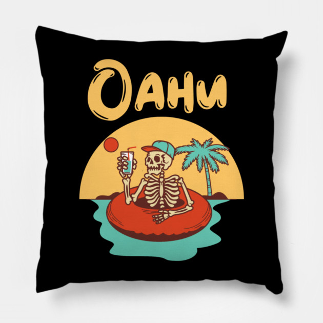 Oahu Hawaii USA Pillow by Pixel Threads 