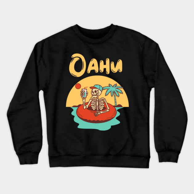 Oahu Hawaii USA Crewneck Sweatshirt by Pixel Threads 
