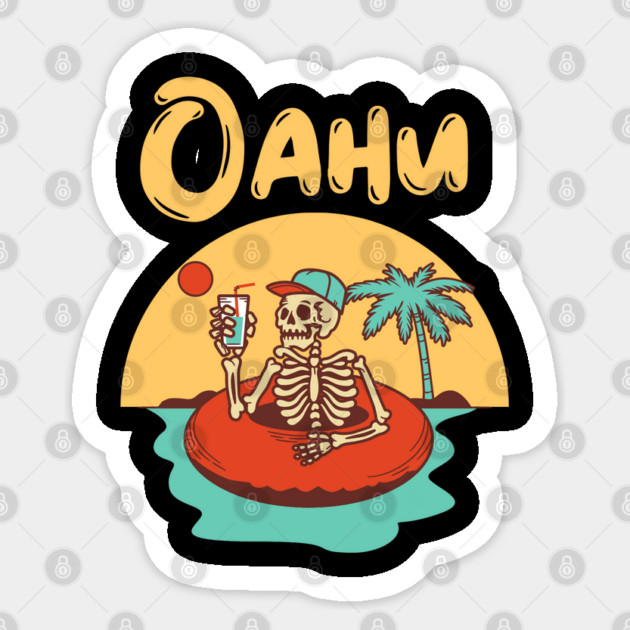 Oahu Hawaii USA Sticker by Pixel Threads 
