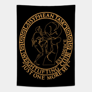Sisyphean Task Weightlifting Club - Greek Mythology, Gym Meme, Bodybuilding Tapestry