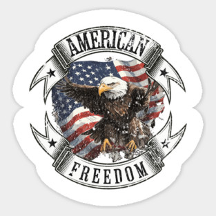 American Bald Eagle with USA Flag Patriotic Freedom Graphic Design Art Magnet