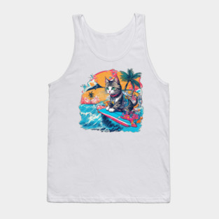 Cat Hawaiian Tank Top