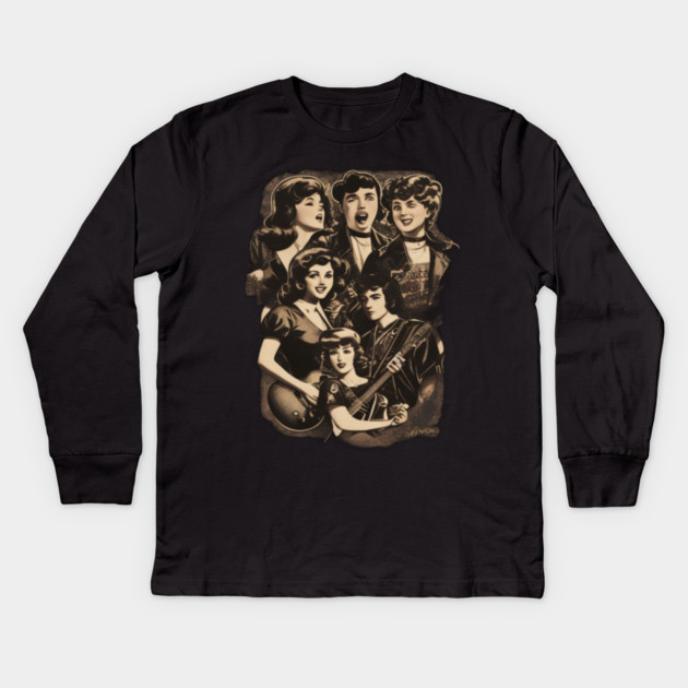 Vintage Music Group Kids Long Sleeve T-Shirt by Pixel Threads 