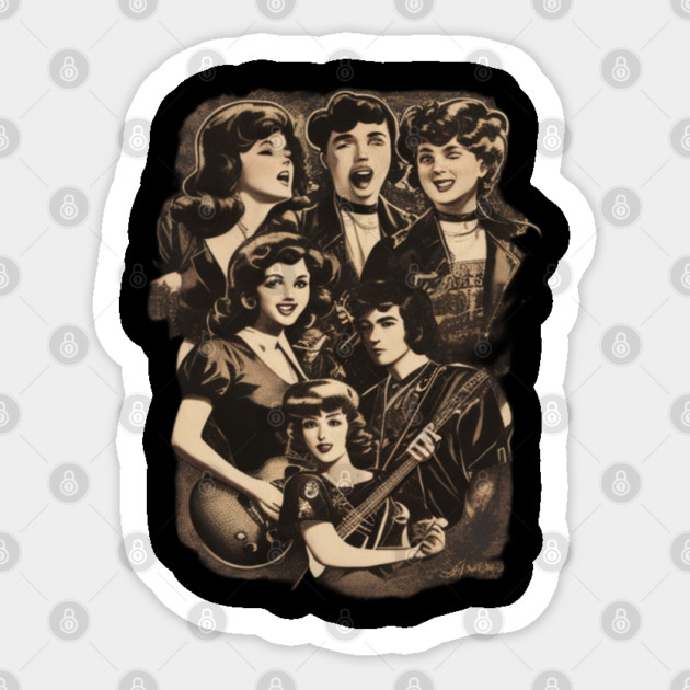 Vintage Music Group Sticker by Pixel Threads 