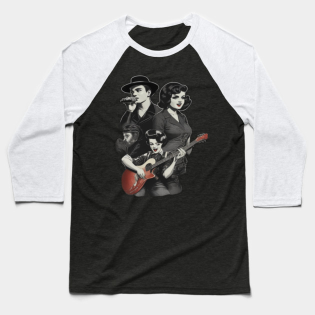 Vintage Music Group Baseball T-Shirt by Pixel Threads 