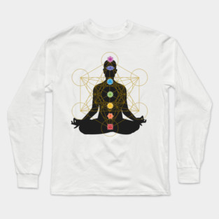 Metatron's Cube Chakra Healing Meditation Long Sleeve T-Shirt