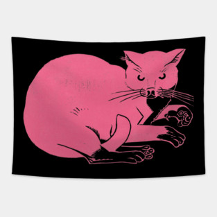 Pink Cat Tapestry