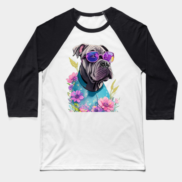 Dog Hawaiian Baseball T-Shirt by Pixel Threads 