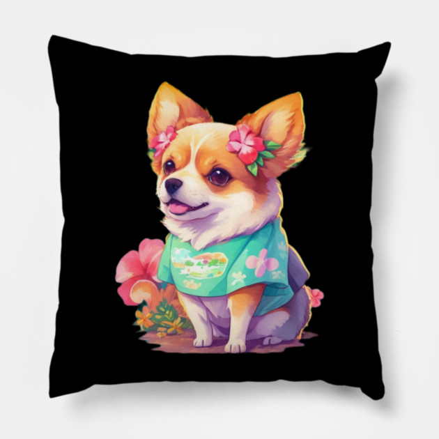 Dog Hawaiian Pillow by Pixel Threads 