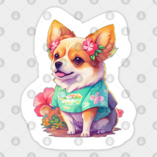 Dog Hawaiian Sticker by Pixel Threads 