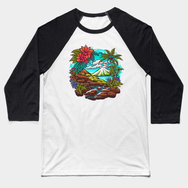 Hawaii style Baseball T-Shirt by Pixel Threads 