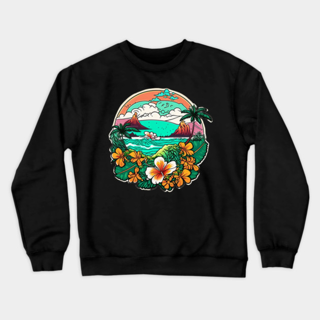 Hawaii style Crewneck Sweatshirt by Pixel Threads 
