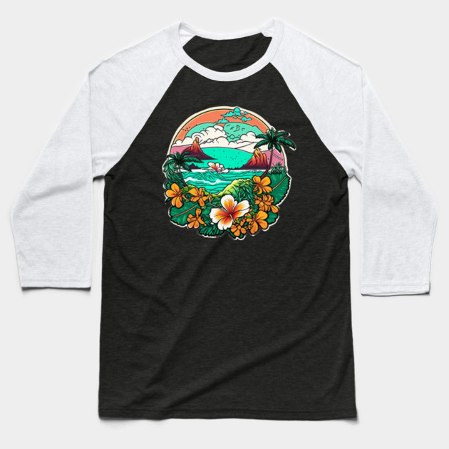 Hawaii style Baseball T-Shirt by Pixel Threads 