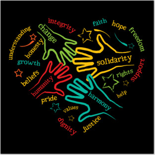 Human and Civil Rights Values Heart Shaped Posters and Art