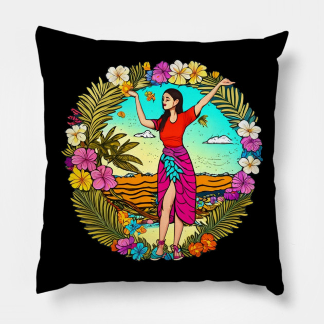 Hula shirt Pillow by Pixel Threads 