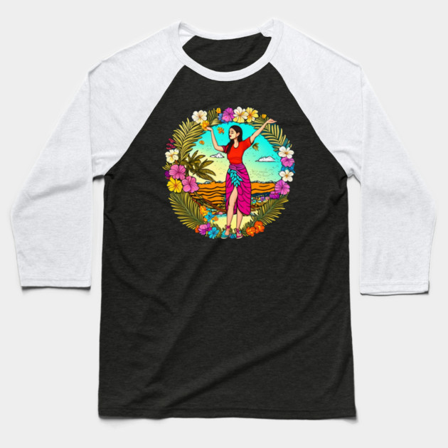 Hula shirt Baseball T-Shirt by Pixel Threads 