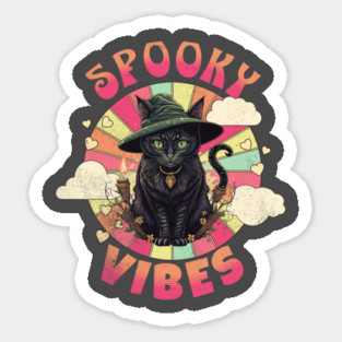 Spooky Vibes Cat Retro Halloween Sticker