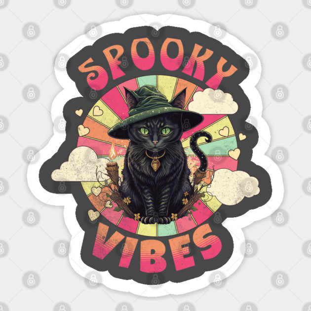 Spooky Vibes Cat Retro Halloween Sticker by Luvv Designs