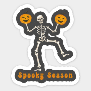 Spooky Season Dancing Skeleton with Pumpkins Sticker