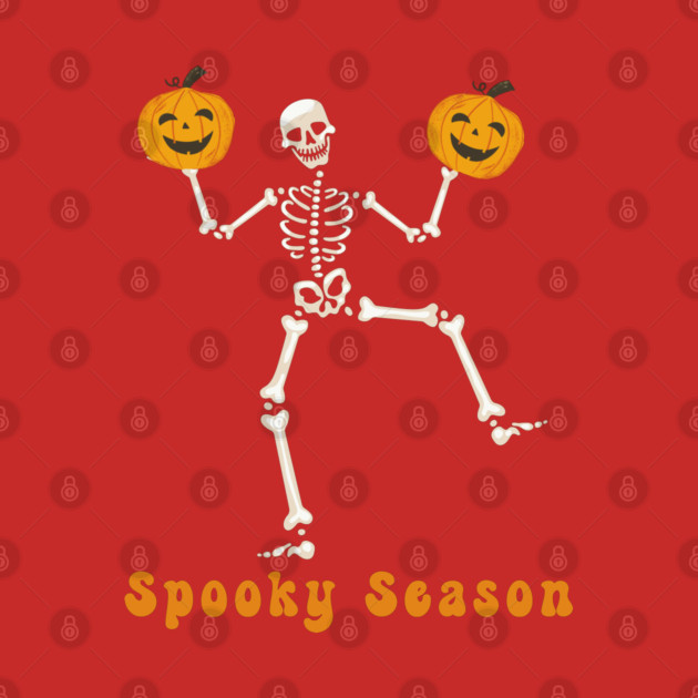 Spooky Season Dancing Skeleton with Pumpkins by Luvv Designs