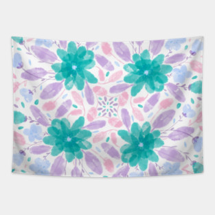 Blue Floral Garden Tapestry