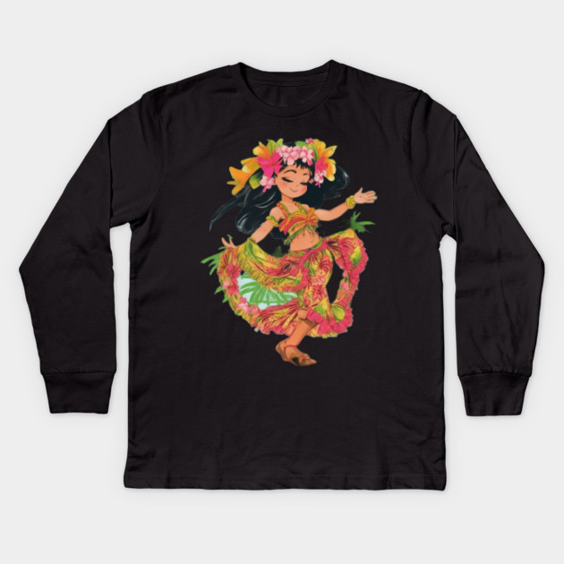 Ladies Hawaiian Kids Long Sleeve T-Shirt by Pixel Threads 