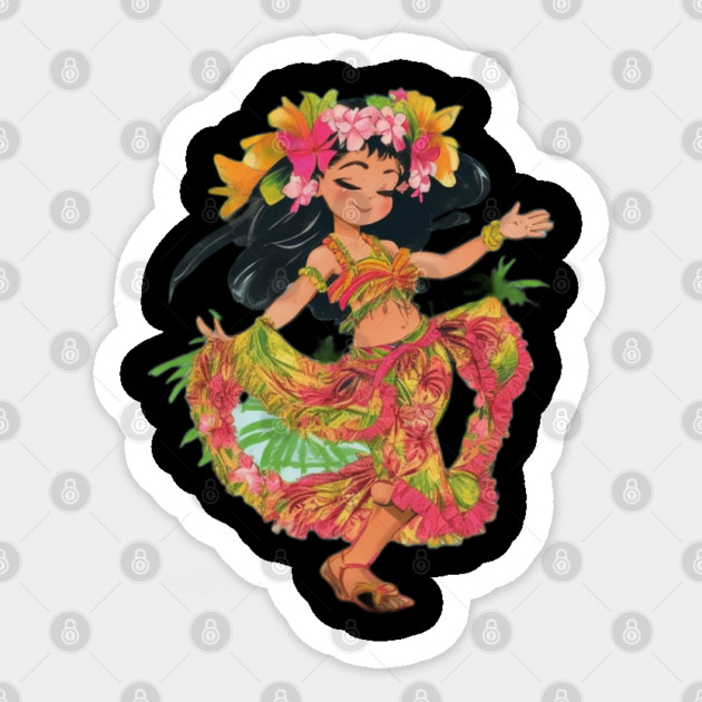 Ladies Hawaiian Sticker by Pixel Threads 