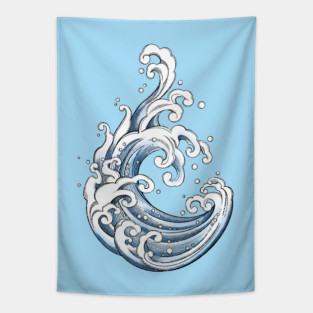 Blue Mana Symbol in a Japanese Traditional Style- for fans of Magic the Gathering Tapestry